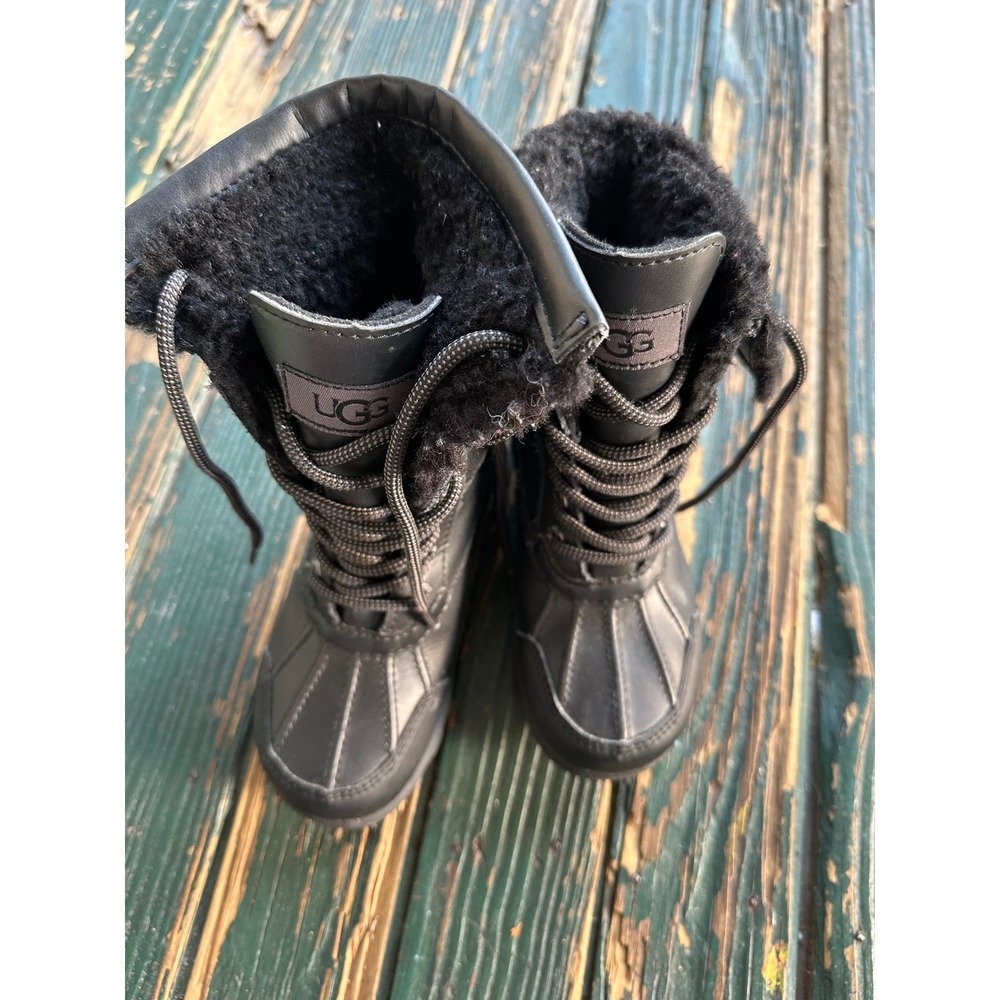 UGG Butte II‎ CWR Kids Black Leather Waterproof Winter Boots Size 11 1019066K